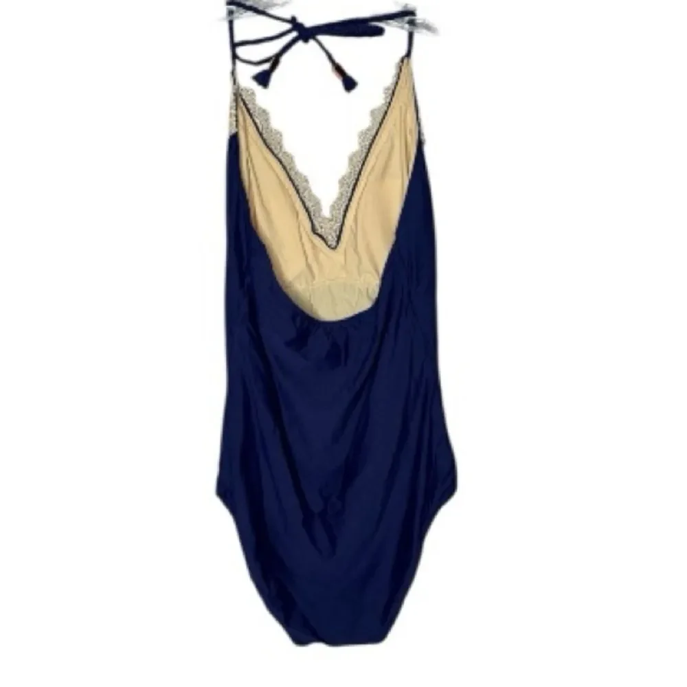 Anthropology Navy and Cream‎ Lace Allihop One Piece Swimsuit. Size Small.